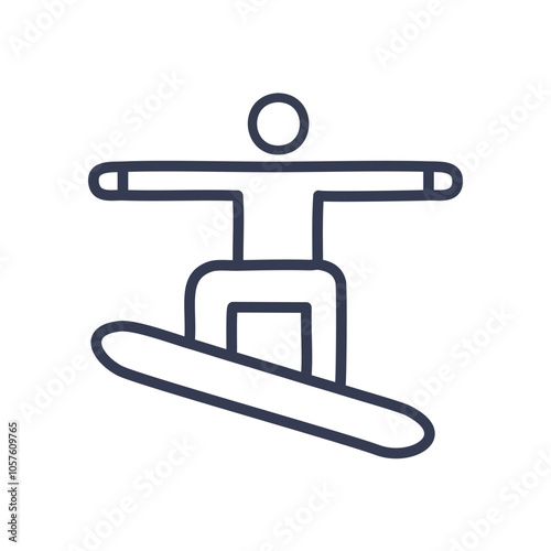 Snowboarder icon design. Simple snowboarder line art.  Symbolizes winter sports, freedom, and athleticism.