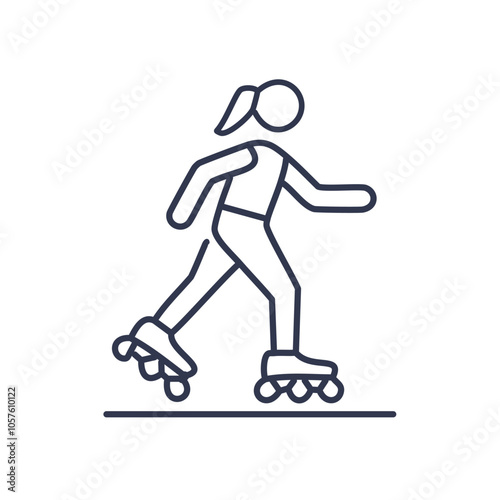 Rollerblading girl icon. Active woman roller skating, symbolizing fitness, freedom, and speed. Enjoy the ride!