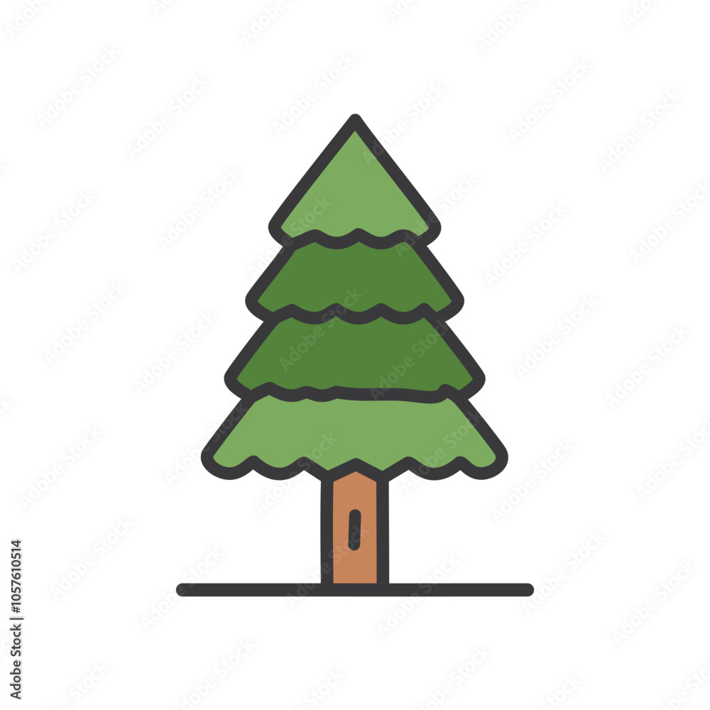 Fototapeta premium Evergreen tree icon. Simple green conifer, symbolizing nature, growth, and the environment. Perfect for eco designs.