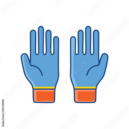 Safety gloves icon. Protective handwear graphic; symbolizes safety, cleanliness, and preparedness.