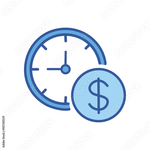 Time is money concept. Clock and dollar sign illustrate the value of time, symbolizing productivity and financial success.  Effective time management equals financial gain.