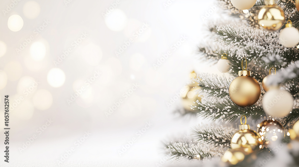 Fototapeta premium Christmas tree decorations on snow