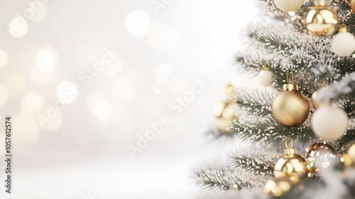 Christmas tree decorations on snow