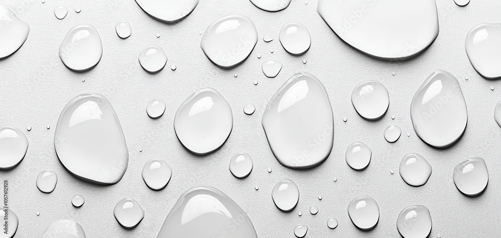 Water droplets on a white surface, creating a fresh and clean appearance. Water droplets on a white surface, creating a fresh and clean appearance.