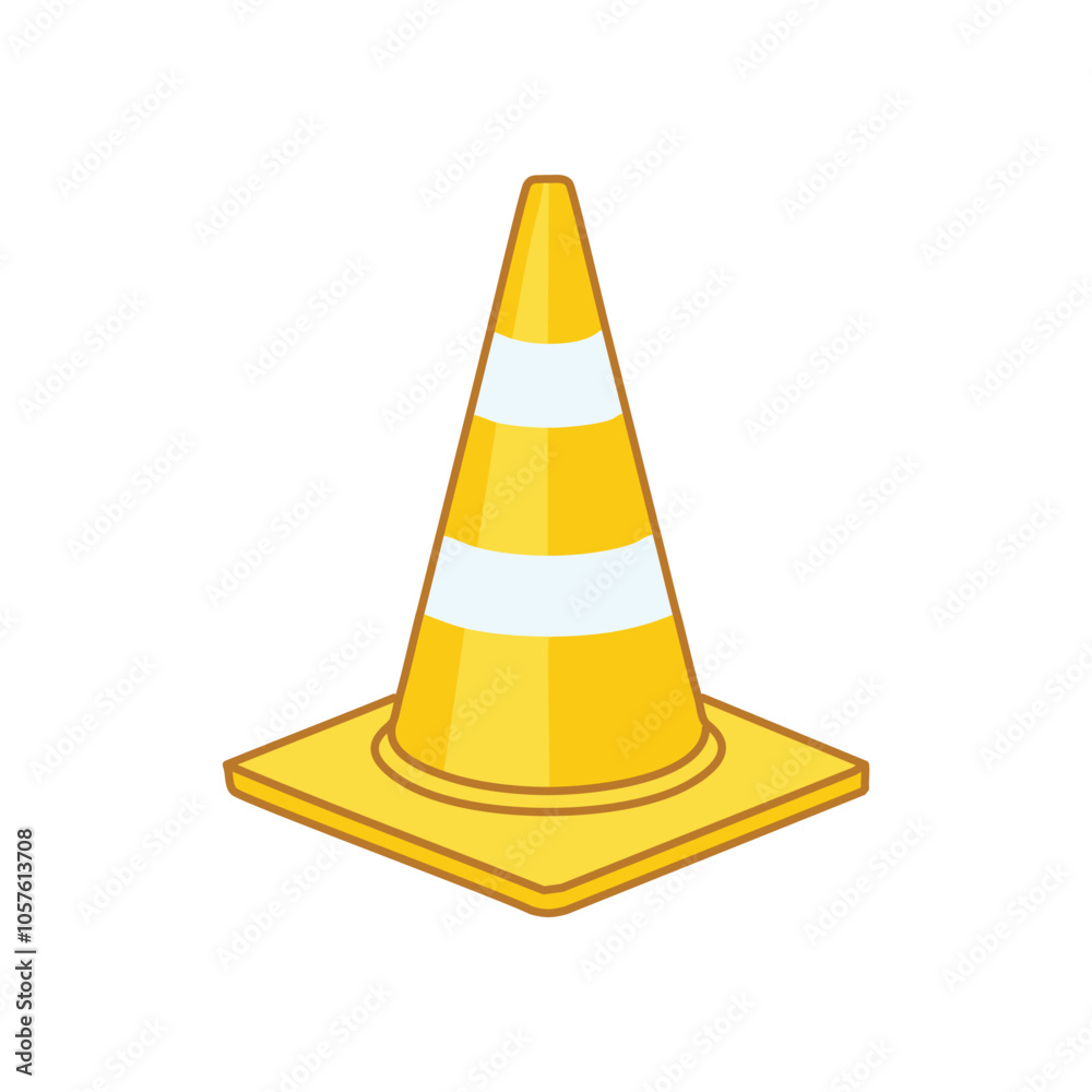 Traffic cone safety guide. Yellow traffic cone illustration; symbolizes caution, safety, and road construction. A warning sign. Traffic cone safety guide. Yellow traffic cone illustration; symbolizes caution, safety, and road construction. A warning sign.