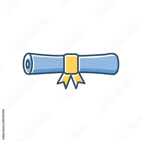 Graduation diploma scroll. Achievement symbol, success, education, degree, certificate, academic, learning, knowledge, wisdom, accomplishment,  future, potential, goals.