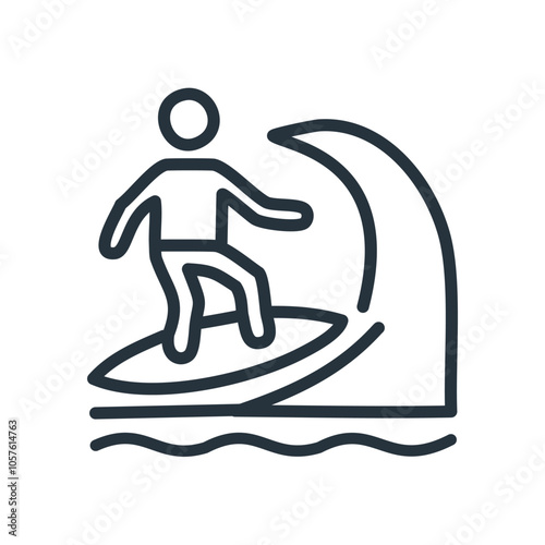 Surfer riding ocean wave. Person surfing a wave, embodying freedom, thrill, and the power of nature.