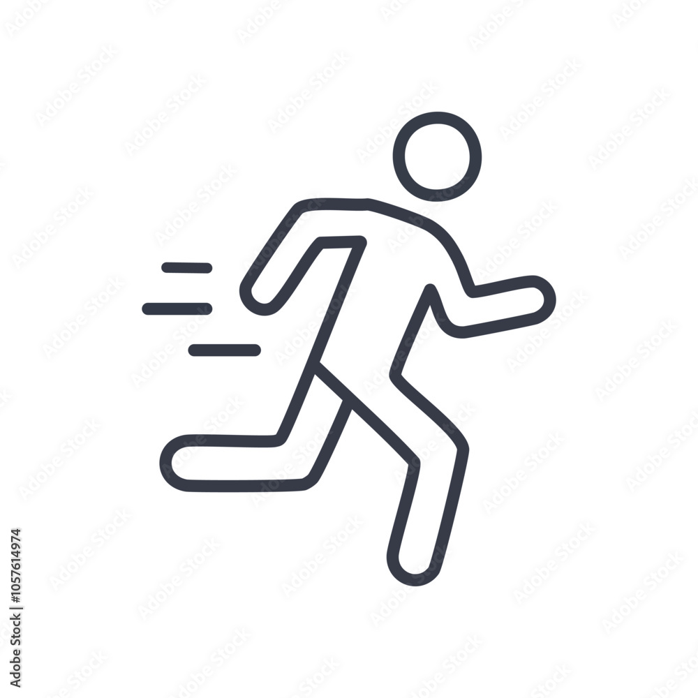 Running person icon. Fast motion, speed, urgency, active lifestyle symbol. Represents quick action. Running person icon. Fast motion, speed, urgency, active lifestyle symbol. Represents quick action.