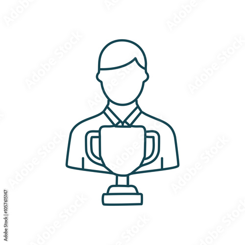 Winner award achievement icon. Person receives prize, celebrating success.  Triumph, victory, and leadership concept.