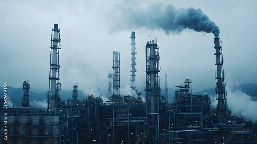 Industrial Processing Facility with Smoke Emission Industrial Processing Facility with Smoke Emission