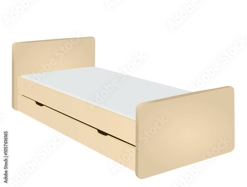 Brown single bed. vector illustration