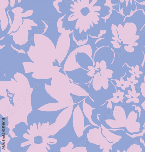 Beautiful vector seamless floral pattern with watercolor hand drawn gentle summer flowers. Stock illustration. Natural artwork.