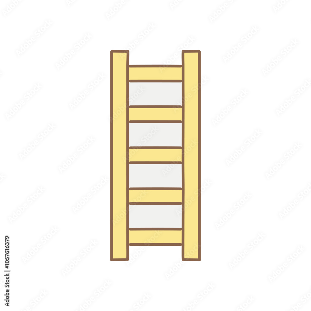 Wooden ladder steps ascent. Simple yellow ladder image.  Symbolizes progress, growth, and reaching goals.