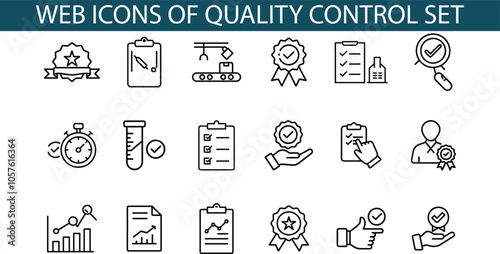 Quality Control Web Icons Set Line Art