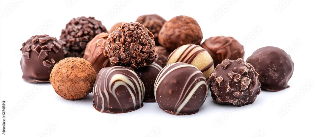 Obraz premium Chocolate Truffles On A White Background