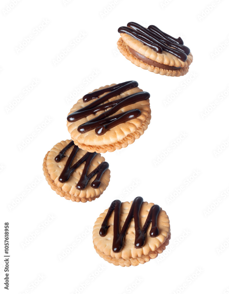 Crispy delicious biscuits covered with hot chocolate on a transparent background Crispy delicious biscuits covered with hot chocolate on a transparent background