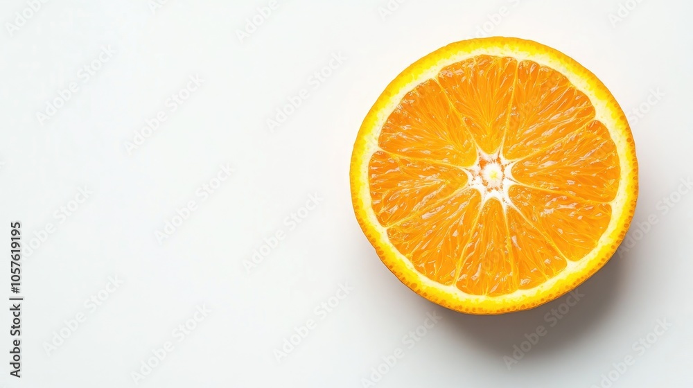 A fresh orange citrus sliced in half set against a plain white background complete with an integrated clipping path A fresh orange citrus sliced in half set against a plain white background complete with an integrated clipping path