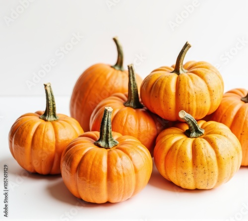 pumpkins different vegetables on white background