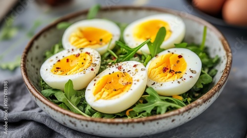 Healthy keto lunch with boiled eggs 