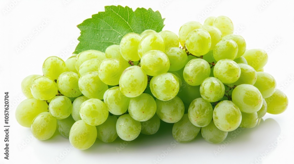 Fresh bunch of green grapes on a white background Fresh bunch of green grapes on a white background