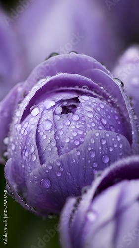 Macro Shot of a Delicate Violet Flower with Water Droplets for Mobile Wallpaper