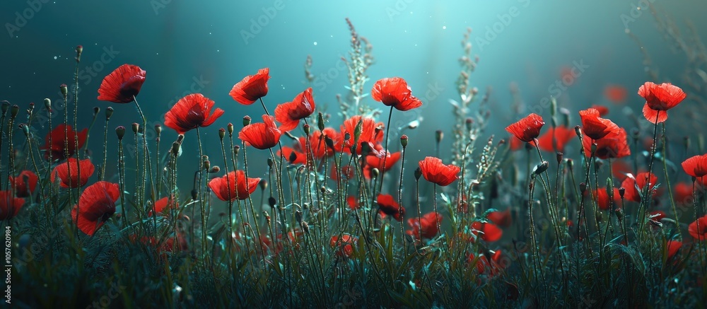 Obraz premium Very Beautiful Red Wildflowers