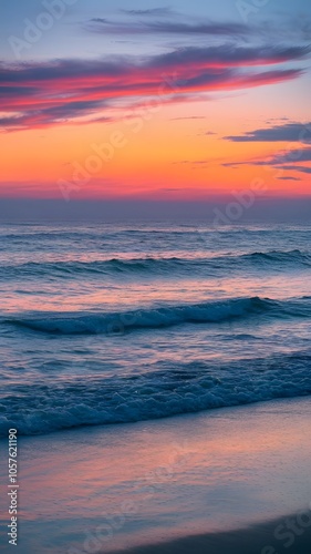 Serene Coastal Beach Scene at Dusk Mobile Wallpaper