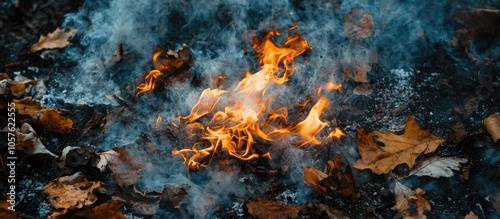 Flames And Smoke From Burning Leaves Leaf Burning Is Bad For The Environment
