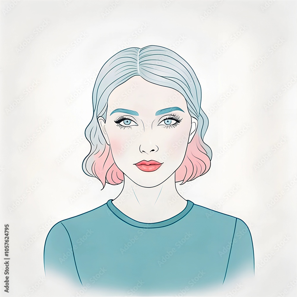 Portrait of young woman with dyed pink and grey hair showing makeup Portrait of young woman with dyed pink and grey hair showing makeup