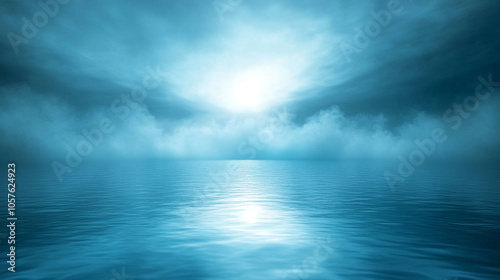 Wallpaper Mural Calm Ocean Waters with Cloudy Sky and Sun Reflection Torontodigital.ca