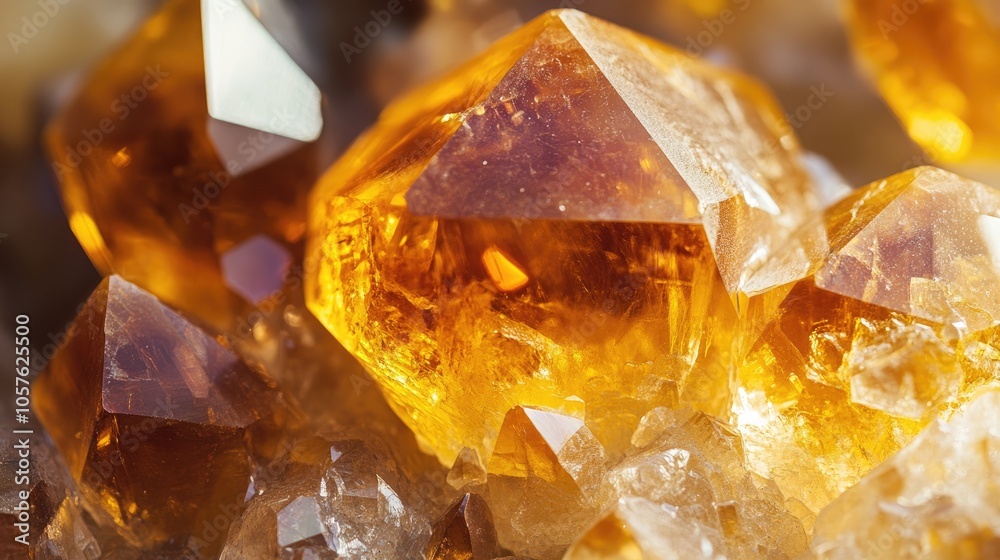 Close up macro shot of the mineral stone citrine Close up macro shot of the mineral stone citrine