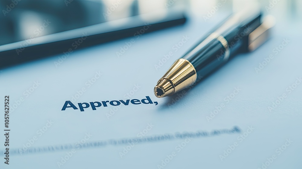 A close-up image showing a pen resting next to a document with the word 