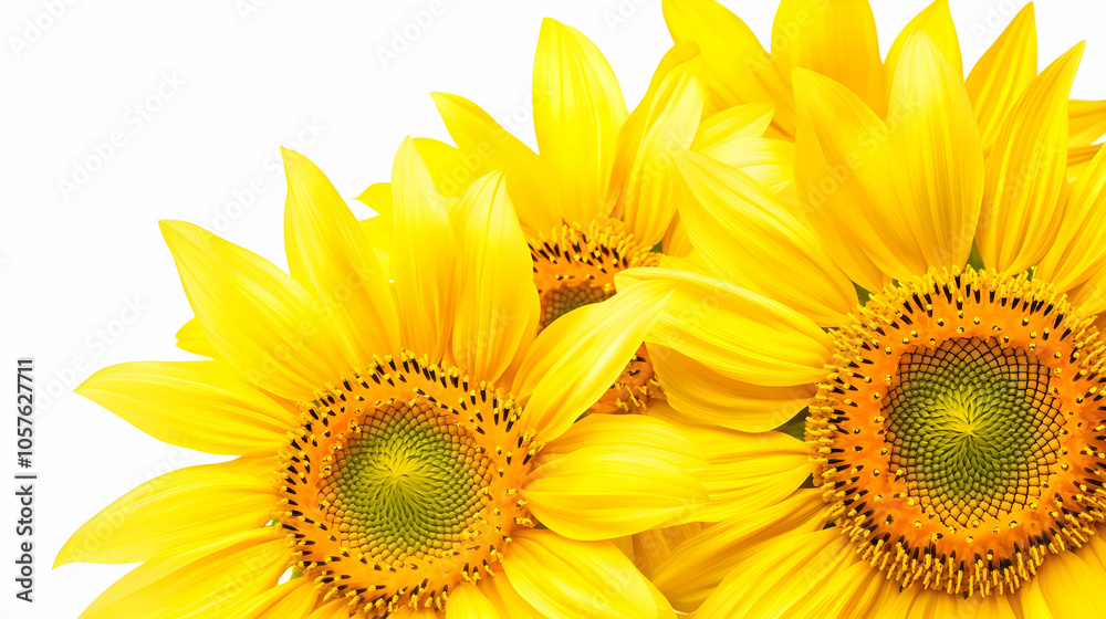 Fototapeta premium A vibrant display of sunflowers with bright yellow petals and intricate centers.