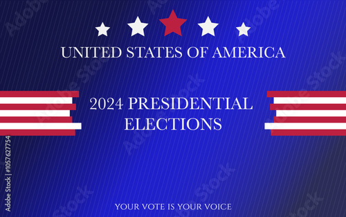 2024 USA Election Banner with blue background, Election poster wallpaper, presidential election banner