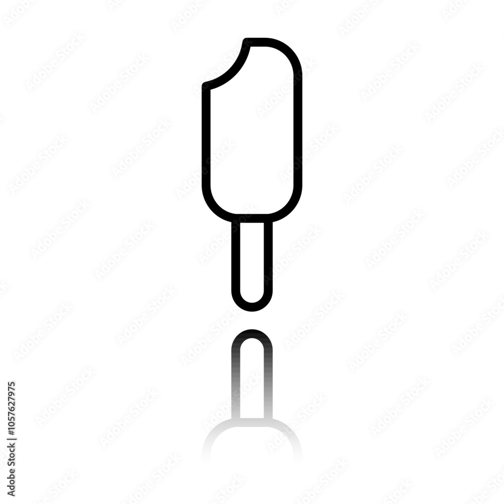 Icecream simple icon vector. Flat design. Black icon with mirror reflection. White background Icecream simple icon vector. Flat design. Black icon with mirror reflection. White background
