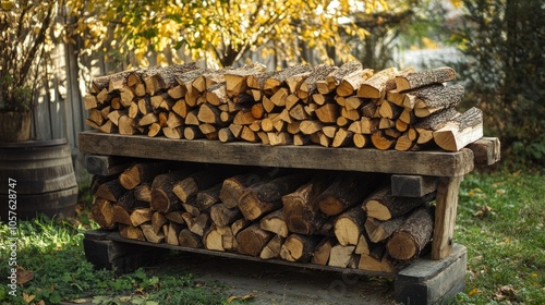 Firewood is divided using a log splitter