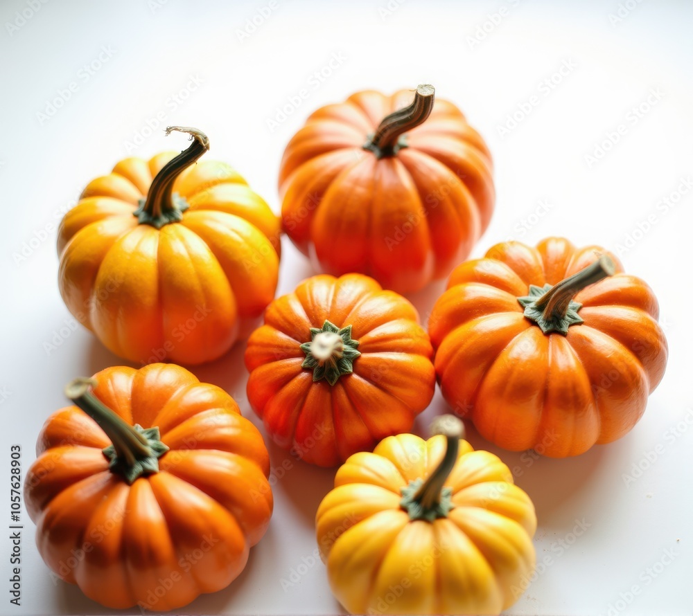 pumpkins different vegetables on white background