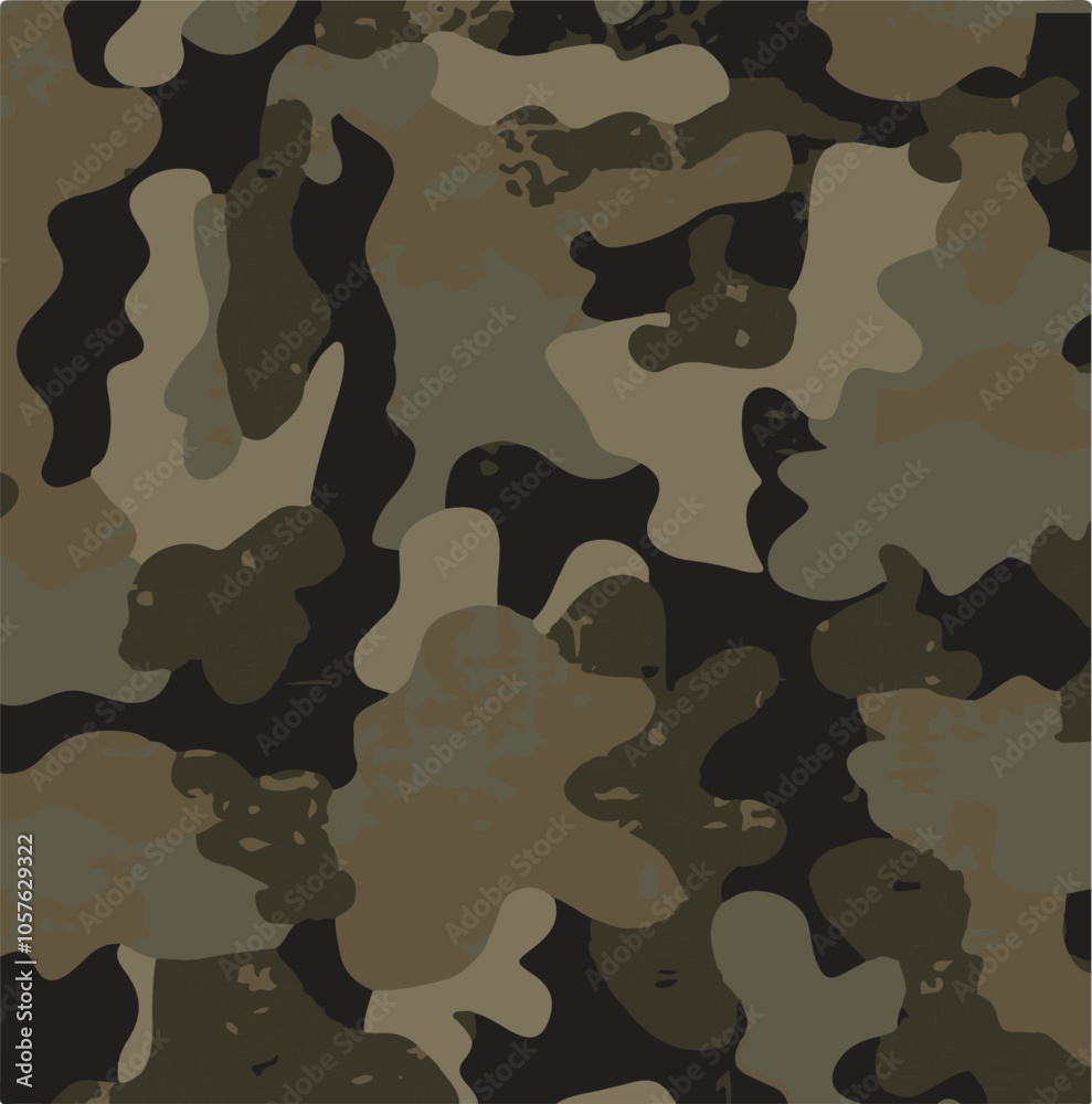 Fototapeta premium Modern camouflage background vector seamless print, repeat texture, army classic pattern 