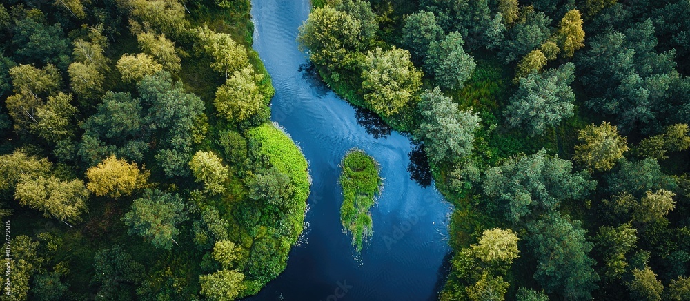 Aerial View Over The Small River Aerial View Over The Small River