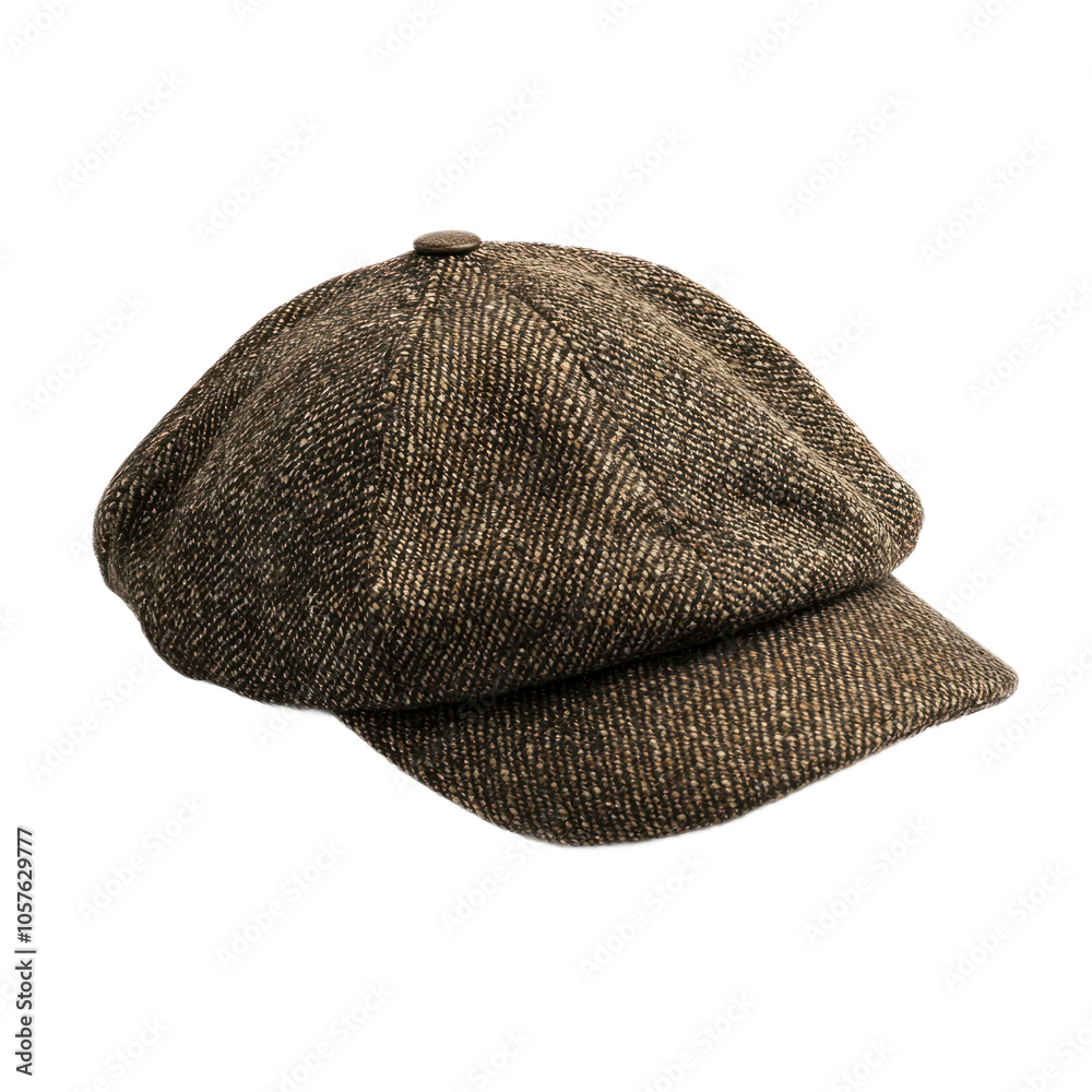 Classic flat cap with a soft, rounded crown and short brim, ideal for a refined casual look. isolated on transparency background Classic flat cap with a soft, rounded crown and short brim, ideal for a refined casual look. isolated on transparency background
