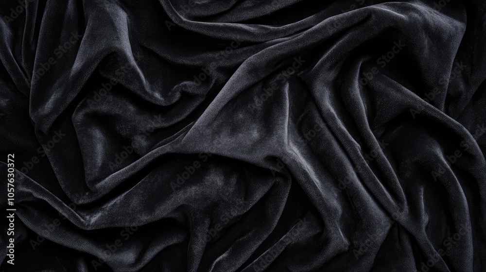 Fototapeta premium Lush black velvet drapery texture with a rich luxurious appearance