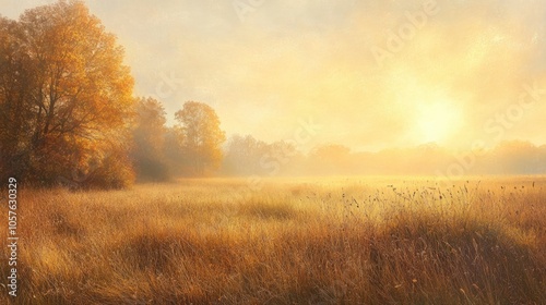 Golden hour light illuminates wild grass in an autumn meadow This romantic vintage landscape captures the essence of the season offering a serene wildlife backdrop with morning sunlight