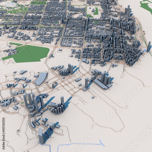 Abu Dhabi City United Arab Emirates Map, 3D Rendering