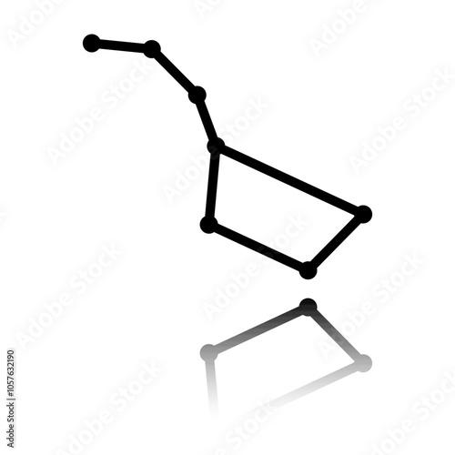 Big Dipper simple icon. Flat design. Black icon with mirror reflection. White background