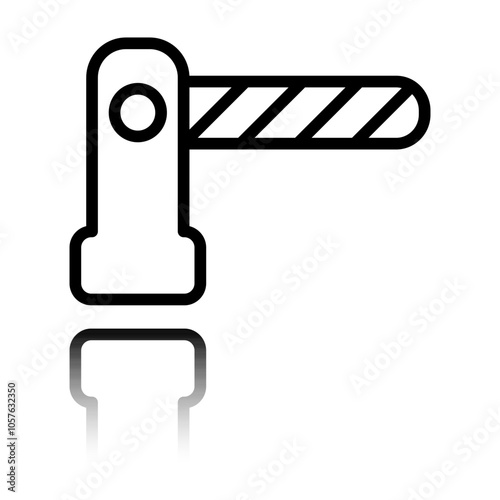 Barrier simple icon vector. Flat design. Black icon with mirror reflection. White background