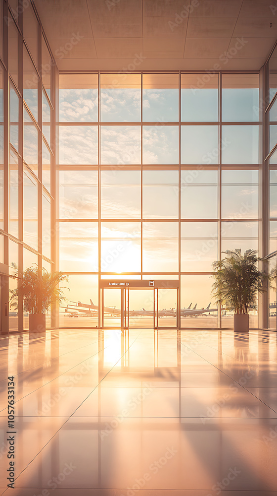 Fototapeta premium Minimalist Airport Departure Gate at Sunset
