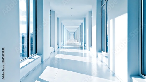 Modern Minimalistic Concrete Coworking Office room with Blank Walls, High Ceilings,and Mockup Frame