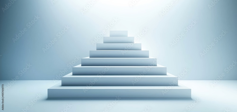 Geometric pyramid with layered blue segments in gradient, sleek and minimal design, ideal for concepts of structure, organization, and hierarchy Geometric pyramid with layered blue segments in gradient, sleek and minimal design, ideal for concepts of structure, organization, and hierarchy