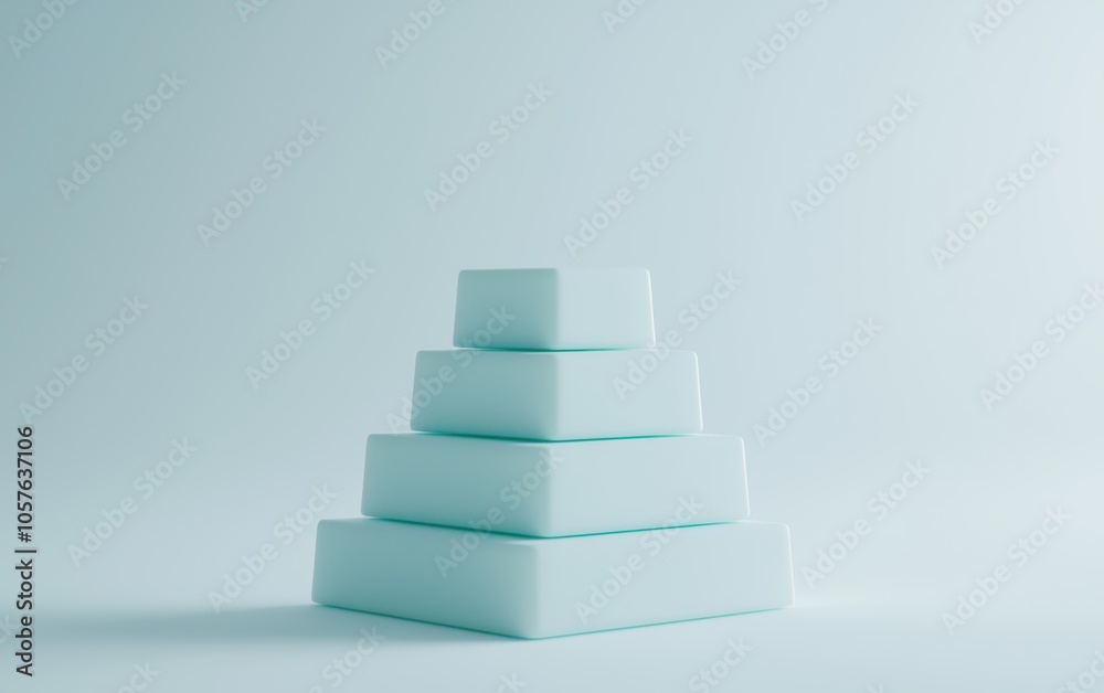 Gradient-layered pyramid in shades of blue, 3D isolated design, clean minimalist style, symbolizing data hierarchy, business growth, and management levels Gradient-layered pyramid in shades of blue, 3D isolated design, clean minimalist style, symbolizing data hierarchy, business growth, and management levels