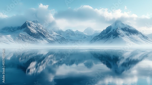 Wallpaper Mural Serene Frozen Lake Surrounded by Majestic Mountains Torontodigital.ca